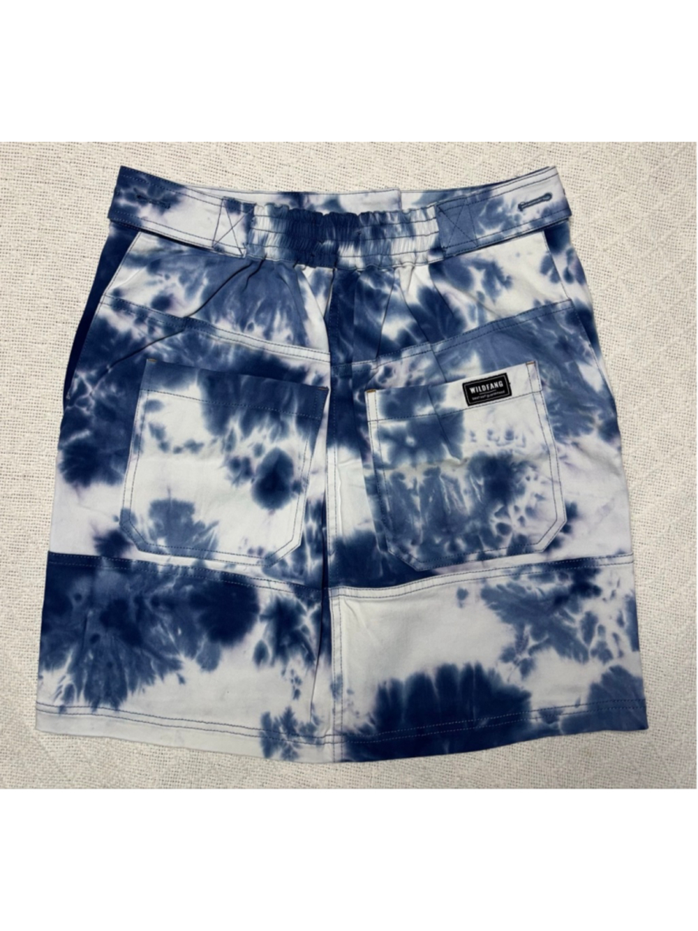 ‼️🙌‼️NWT Wildfang Essential Cotton Blue & White Tie Dye Mini Skirt Size Small - Picture 3 of 6
